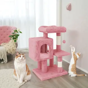 MUTICOR 29in Cat Tree with Plush Toy Ball, Luxury Cat Condo & Sisal Scratching Post for Indoor Cats, Pet Furniture for Kittens/Small Space#TikTokShopBlackFriday #ChristmasGifts