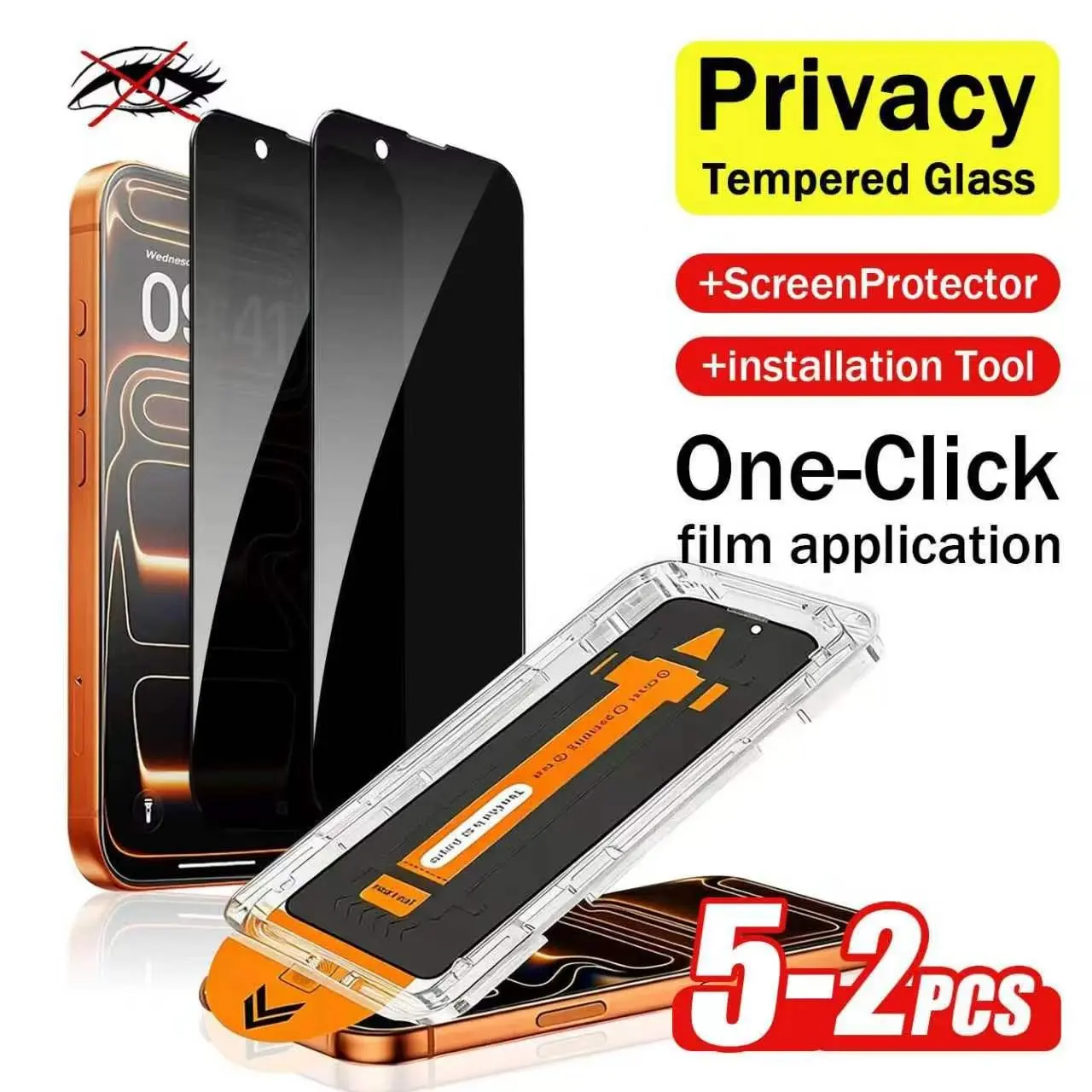 2-5 Pack Privacy Smartphone Screen Protector for iPhone 17 Pro Max/17 Air/16e/17/16/15/14/13/12/11 Pro/Pro Max/Plus/Mini/XR/X/XS/Xs Max/7/8/SE,Automatic Positioning Stickers,Dustproof,Anti-Fingerprint,Bubble-Free,Easy to Install, Protective, Accessories