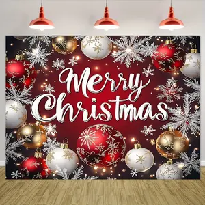 Christmas Polyester Background Cloth, Holiday Wall Decor, No Power Needed, Indoor & Outdoor Use, Christmas Photo Backdrop, Photography Prop