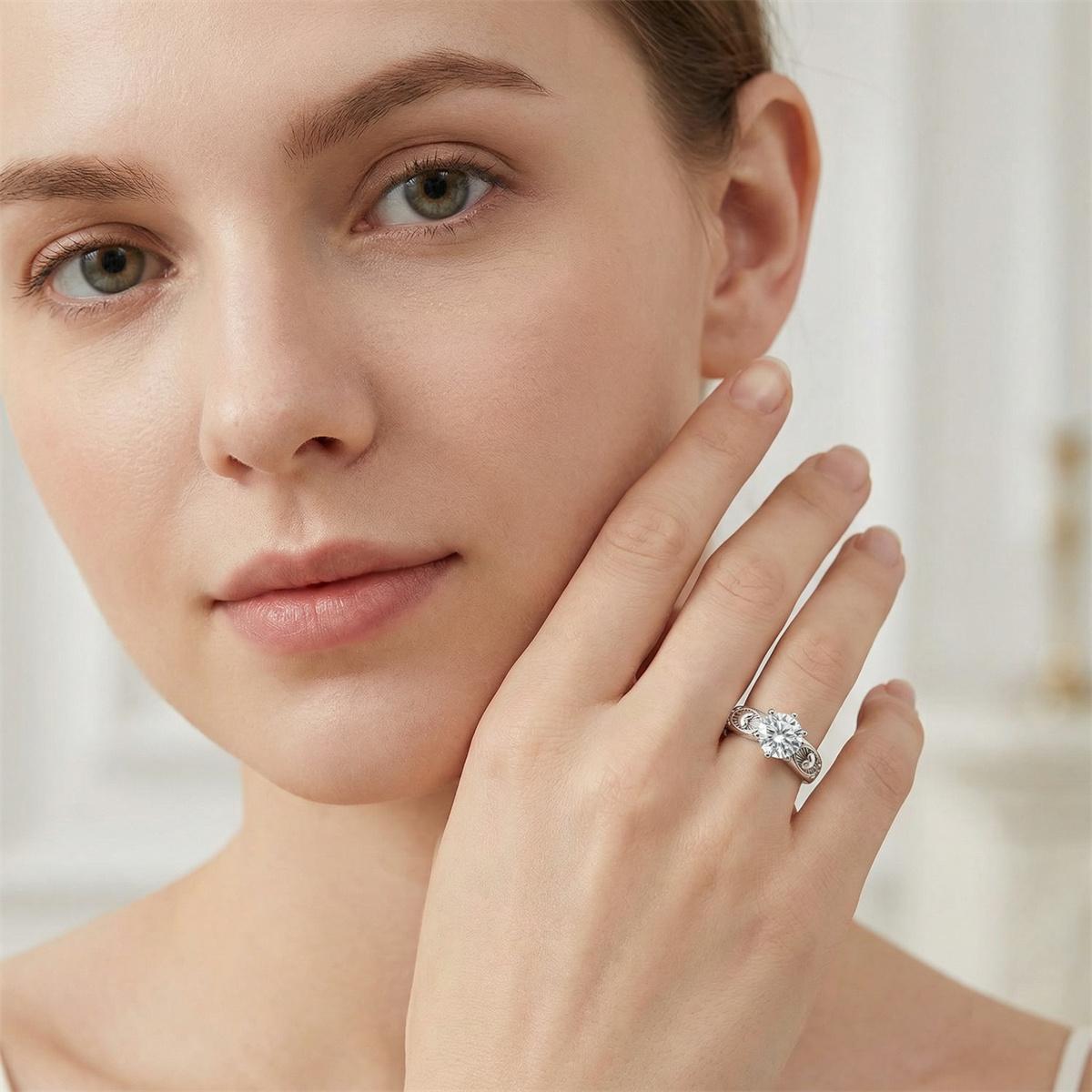 Moissanite 2ct Eternal Heart Ring Round Cut Birthday Wedding Engagement Anniversary Elegant Gift Daily Wear mothersdaygift