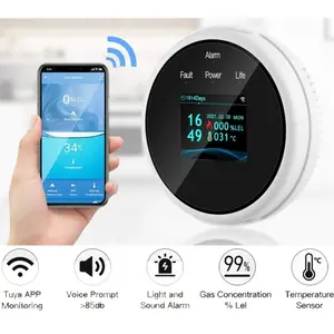 WiFi Gas Leak Detector with LCD Screen & APP Alarm, Natural Gas & LPG Propane Monitor, 70dB Loud Alarm, Smart Home Safety Device for Kitchen RV