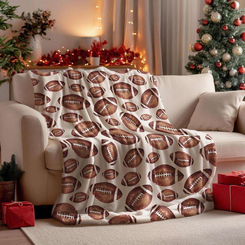 Horaldaily Football Flannel Blanket Throw, Football Soft Fuzzy Plush Cozy Fleece Blankets for Couch Sofa Bed Lounging, Ideal Gifts for Kids Adults Self, 50x60