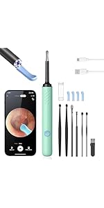 Wax Removal, Cleaner with Camera and Light, FSA - HSA Eligible, Wax Removal Tool Camera with 1080P, Cleaning Kit with 6 Spoons, Otoscope for iOS & Android (Black)