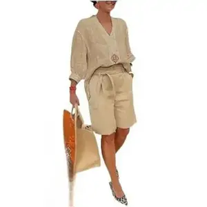 Women's Summer Linen - Cotton Loose - fitting Two - piece Casual Set