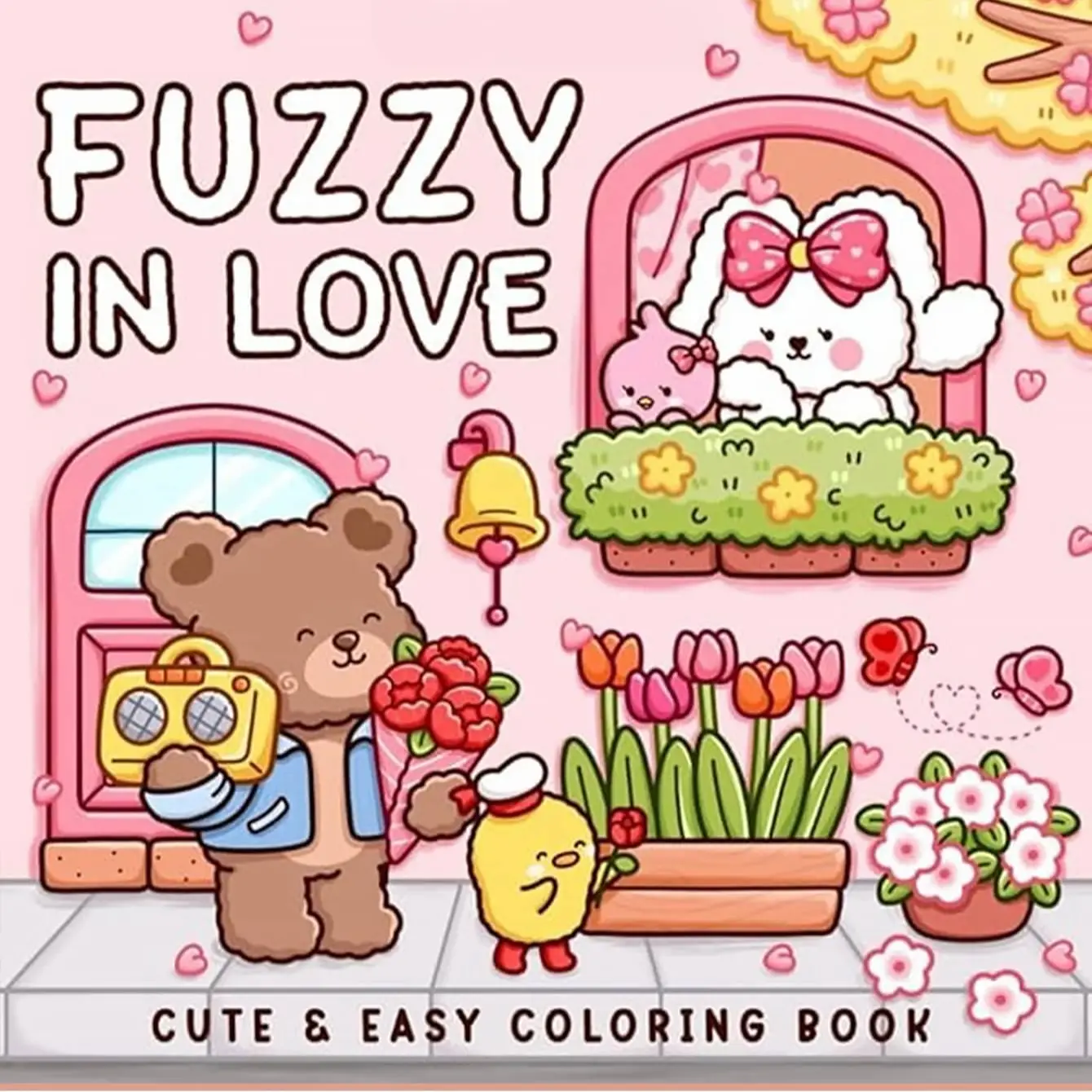 FUZZYI N LOVE Coloring Book, Drawing Book, 1 Pc Adult and Kids Coloring Book with Simple and Big Designs, Large Cute Character Illustrations, Stress-Relief Coloring Book for Beginners, Toys for Boys and Girls, Christmas, Halloween and Back-to-School Gifts