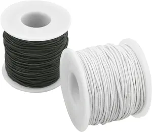 2 Rolls 1 mm Elastic Beading Cord for Bracelet Stretchy Elastic String for Jewelry Making Sewing Necklace 100 Meters Elastic Bracelets Cord Crafts Beading Thread DIY Crafting Cord (Black + White)