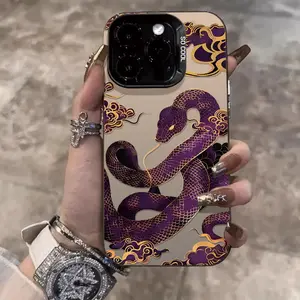 Purple Snake for Apple 16 Phone Case Iphone15 New 14/13 Women's 12pro Snake Year 11 Protective Case Personalized Custom Protective Case