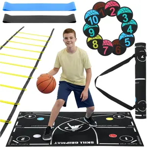 15 count Portable Basketball  Equipment Footwork  Mat Agility Drill Mat Non-slip Basketball Practice  for  Levels to Improve Speed, Strength Coordination