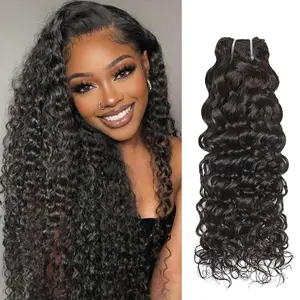 16A Deep Wave Water Wave Human Hair   Unprocessed Brazilian Virgin Hair Quick Weave  Human Hair Extensions Real Human Hair,Water Wave 20 Inch