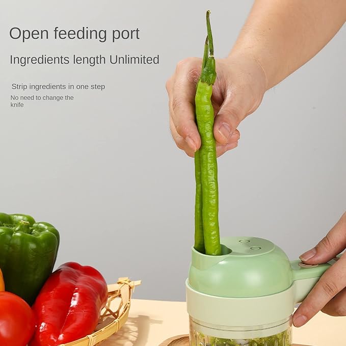 4 in 1 Portable Electric Vegetable Cutter Set - Mini Food Slicer & Chopper, Multifunctional Wireless Grinder, Peeler & Clean Brush Function for Kitchen, Food Processor, Kitchen Tools