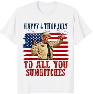 Funny "Happy 4th Of July To All You Sumbitches" T-Shirt – Retro Smokey and the Bandit Movie Graphic Tee