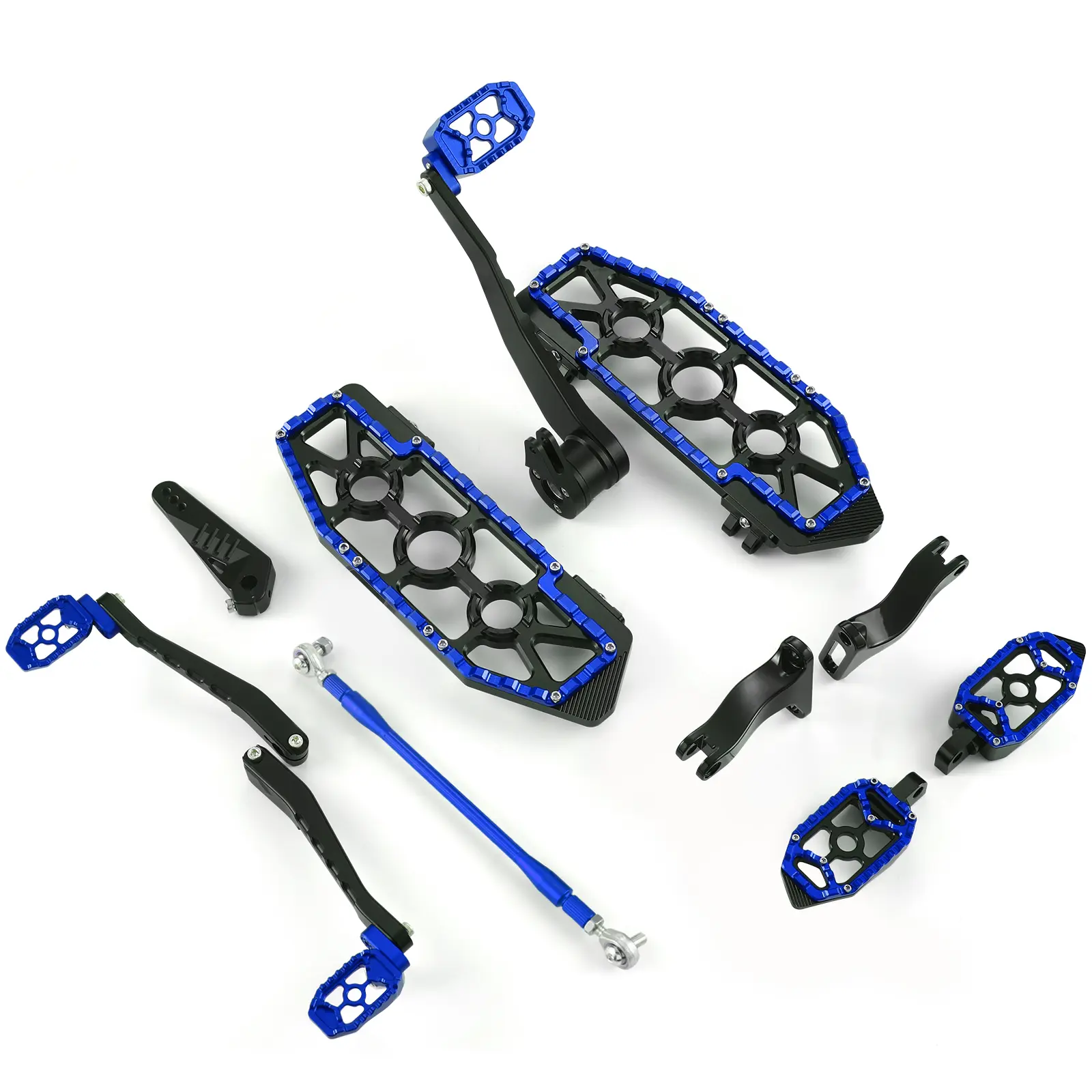 MX Floorboards Complete Kit - Foot Boards, Shifter Peg, Heel Toe Shift Control for Harley Motorcycles Road King Touring Bikes Street Glide 2008-2013 (1 Set, Blue & Black), 2008-2013 Electra Glide