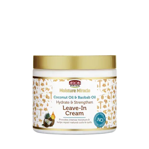 African Pride Moisture Miracle Coconut Oil & Baobab Oil Leave-In Hair Cream - Provides Intense Moisture, Hydrates & Strengthens, 15 oz