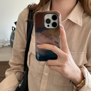 Elegant Dual-Layer Ink Dye Phone Case for Apple Iphones, Compatible with iPhone 17 Pro Max & More, Stylish Women's Accessory, Shockproof Phone Cover