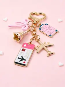 Bow Travel Keychain Pendant, Luggage Tag Holder, Wallet Accessory, Y2K Aesthetic, Essential Travel Gear, Backpack Key Attachment