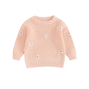 Toddler Baby Girls Winter Clothes Cute Flower Sweater Crewneck Pullover Long Sleeve Knit Infant Sweaters 0--5 Years