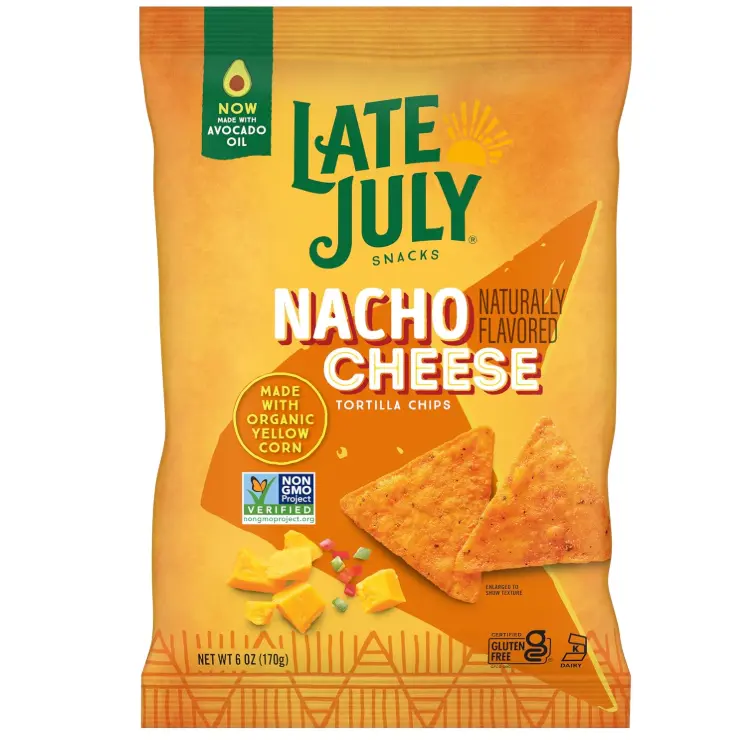 LATE JULY Snacks Nacho Cheese Tortilla Chips, 6 Oz Bag