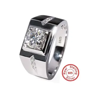 Solitaire male ring 925 Sterling silver 0.6ct AAAAA CZ Diamant Engagement Jewelry Wedding Rings for Men Finger ring