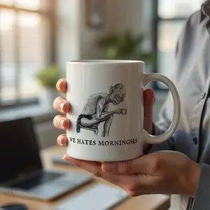 Gollum We Hates Morningses LOTR Ceramic Mug 11-15oz Mug, Movie Cup