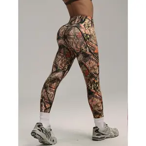 Danedvi Women's High Waist Yoga Leggings with Branch Pattern Soft Daily Casual Outdoor Wear Tummy Control Fitness Athletic Workout Pants