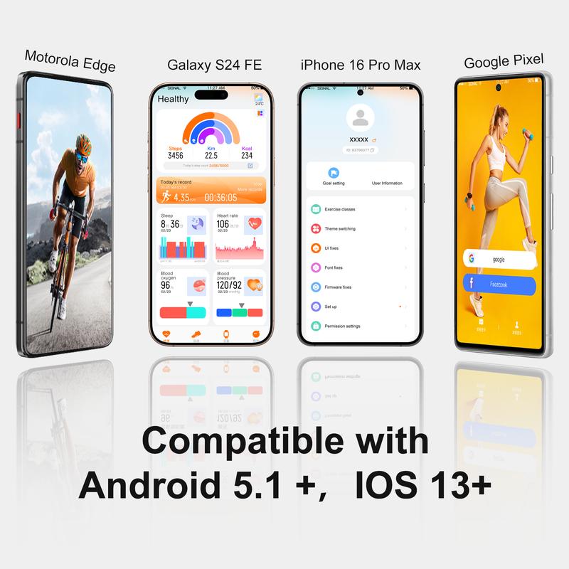 WSQ Smart Watches for Women & Men IP68 2.04 HD Touch Screen Fitness Tracker with ChatGPT AI Voice 3 Bands Step Counter Heart Rate Sleep Monitor Bluetooth GPS Wi-Fi Compatible Android iOS Multifunction Wearable Black