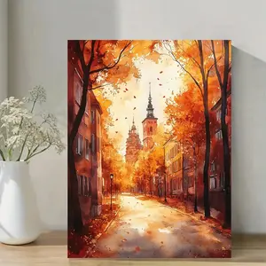 1 Piece Large Riga Latvia City Poster - European Autumn Canvas Painting with Surround Frame, Warm Brown/Orange/Gold/Gray/Beige Tone - Latvia Architectural Art Print, Suitable for Living Room, Bedroom, Office Decoration - Wedding/Birthday Gift Idea - Balti