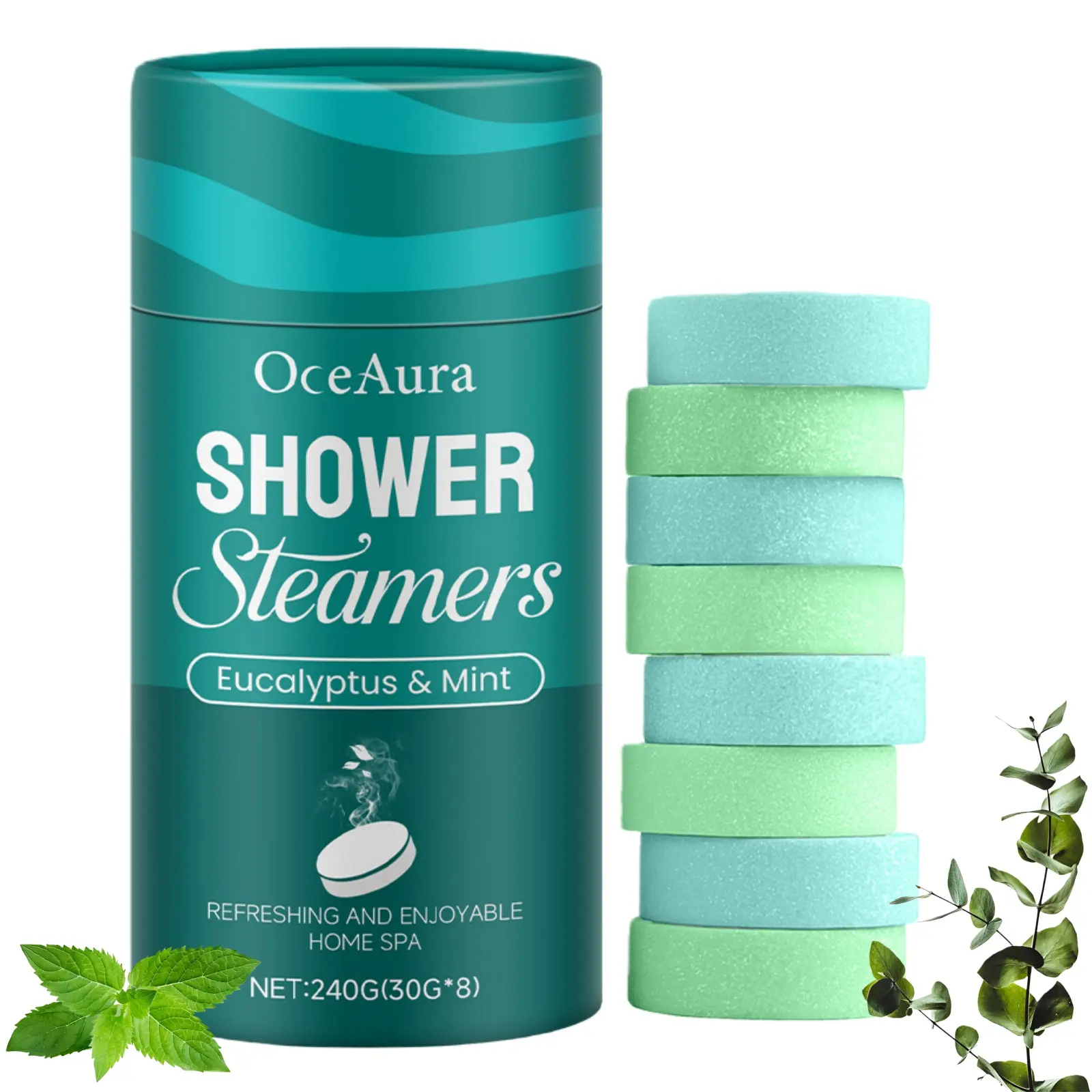 Shower Steamers Aromatherapy Body Care, Peppermint and Eucalyptus Scented Shower Bombs, 8pcs Tablets with Essential Oils, Soothing, Daily Stress Relief, Relaxation, Moisturize, Moisturizing Skin and Gentle Cleansing for Women & Men, Shower Products