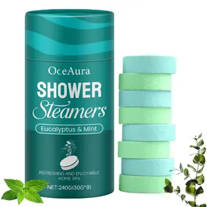 Shower Steamers Aromatherapy Body Care, Peppermint and Eucalyptus Scented Shower Bombs, 8pcs Tablets with Essential Oils, Stress Relief,  Moisturizing Skin and Gentle Cleaning for Women & Men