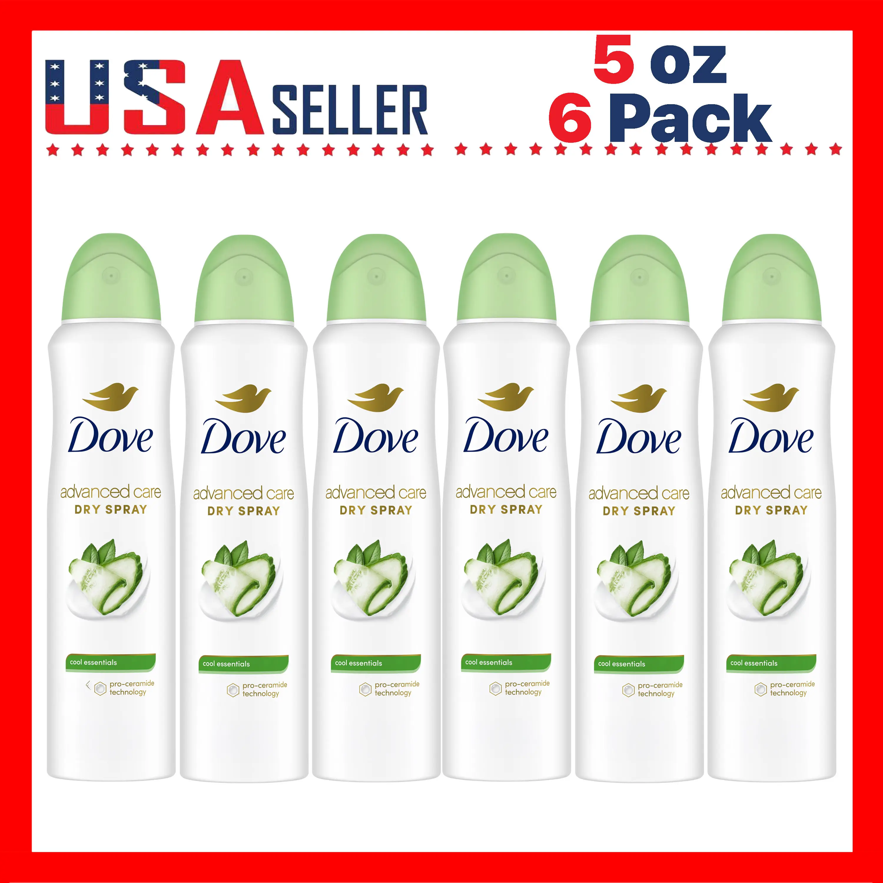 Dove Cucumber & Green Tea Scent x [6 Pack] Go Fresh Advanced Care Dry Spray Deodorant – Long-Lasting Fresh Feeling Body Spray for Women, Lightweight Quick-Dry Formula, Smooth Underarm Comfort, Clean Cucumber Aroma with Soft Green Tea Notes