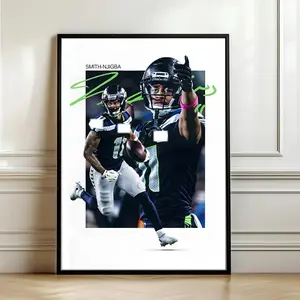 Jaxon Smith-Njigba Seattle Seahawks Football Poster, Sports Wall Decor Print