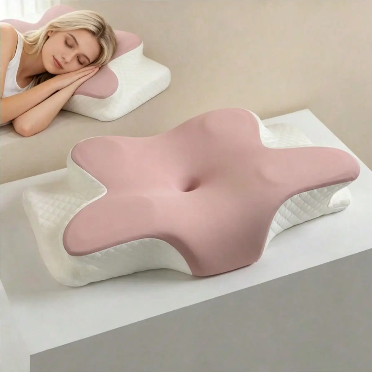 Ergonomic Curved Memory Foam Pillow, Orthopedic Neck Support Sleeping Pillow, Comfort Pillow for Side, Back & Stomach Sleepers, Valentine's Day Gift for Men & Women