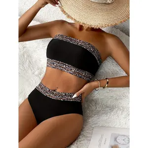 Sexy Strapless Morning Leopard Print Bikini Two-Piece Sexy Swimsuit swimsuit bathing suit