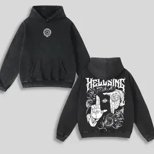 Alucard Hellsing Hand Signs Hoodie Washed Cotton Oversized Anime Manga, Hellsing Hoodie, Anime Streetwear, Gift For Anime Fan, Weeaboo Graphic Hoodies FN5 G0P