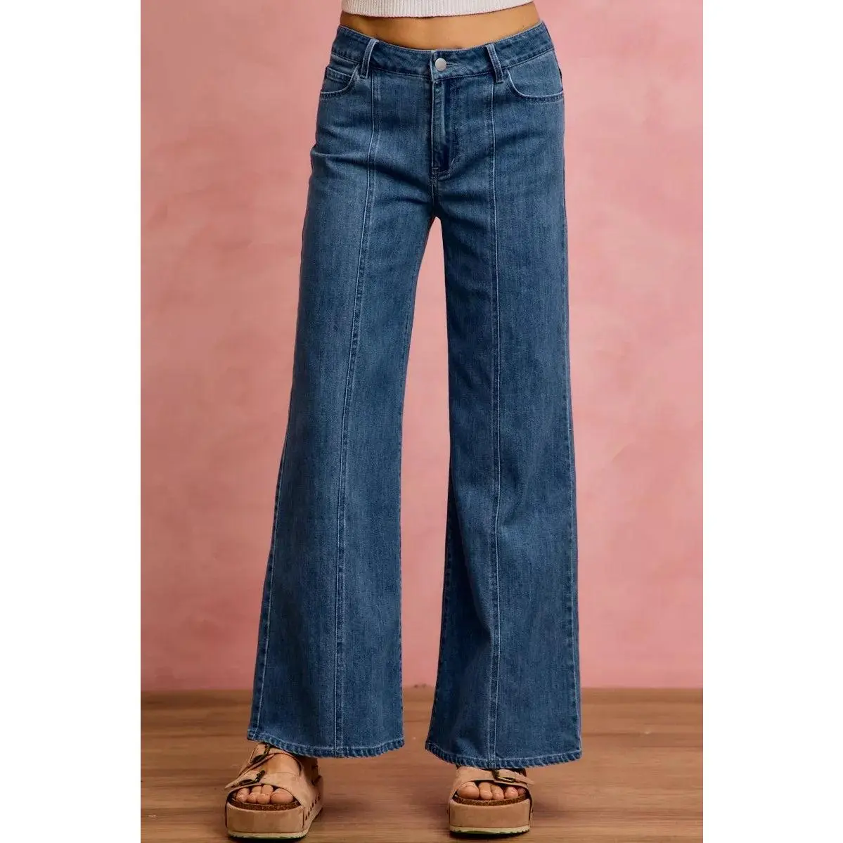 SO ME Seam Detail Mid Rise Stretch Denim Jeans