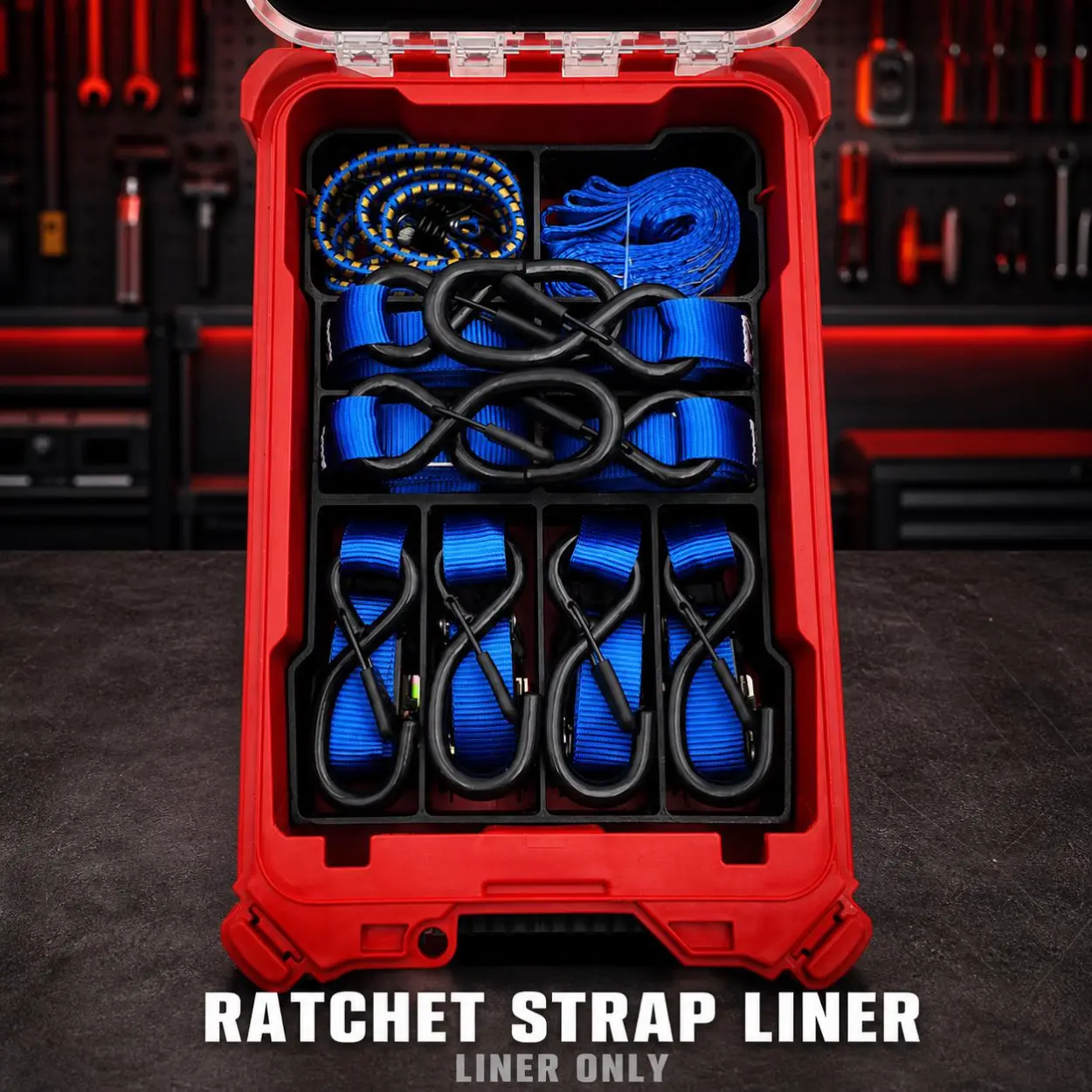 Ratchet Strap Insert for Milwaukee Compact Packout | Custom Tool Storage Organizer | Workshop Accessory