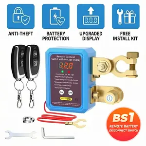 Remote Battery Disconnect Switch 12V/24V 240A with Digital Voltage Display, Anti-Theft Car Kill Switch, Wireless Control for Car Truck RV Boat, Easy Install Kit