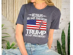 Jesus is My Savior Trum is My President Shirt, Trum 2024, Campaign Shirt, MAGA Religious Political Men's Women's T-Shirt, Political Gift