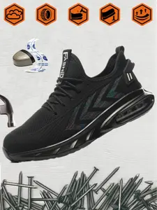 Men's Anti-Puncture Work Safety Shoes, Breathable Textile Upper, Lightweight Rubber Sole, Slip Resistant Design, Sizes 39-48