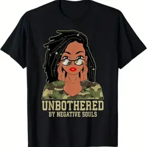100% Cotton Loc'd Hair Sassy Camo  Girl Unbothered T-Shirt  220g Heavy Cotton T Shirt