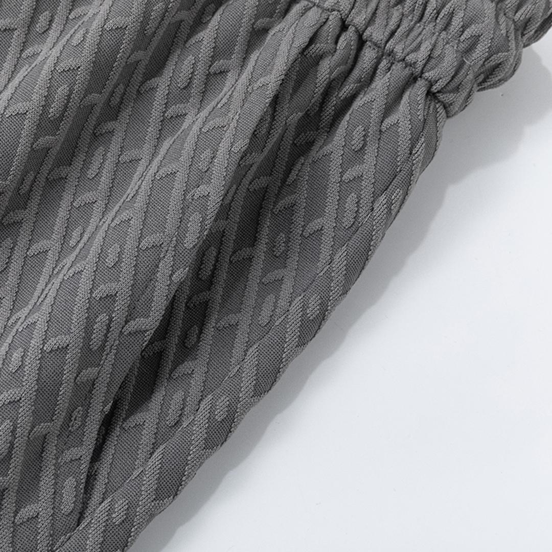 Plus-size men's straight-leg twill jacquard casual trousers, street style loose wide-leg athletic pants