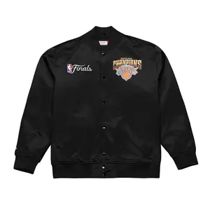New York Knicks Black 2026 NBA Finals Champions Satin Full-Snap Jacket