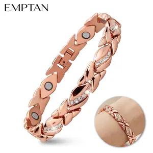 EMPTAN Magnetic Bracelet for Women, Stylish Leaf Bracelets with Diamonds, Crystal Valentine's Day Jewelry Gift, Fashion Accessories