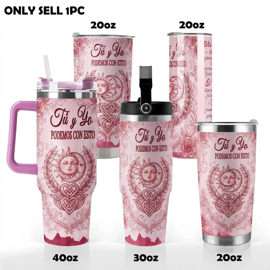 SMS - "Tú & Yo Podemos Con Esto" Insulated Tumbler Collection – Proudly Made in the USA, Available in 20oz, 30oz & 40oz Sizes, Thoughtful Anniversary Gift for Him or Her, Sentimental Love Cup Set for Husband & Wife, Unique Keepsake for Couples to