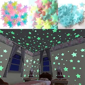 5Pcs Colorful Glow in The Dark Luminous Stars Fluorescent Noctilucent Plastic Wall Stickers Murals Decals Kids' and Baby Wall Stickers for Home Art Decor Kids Bedroom Room Decorations, Decorations
