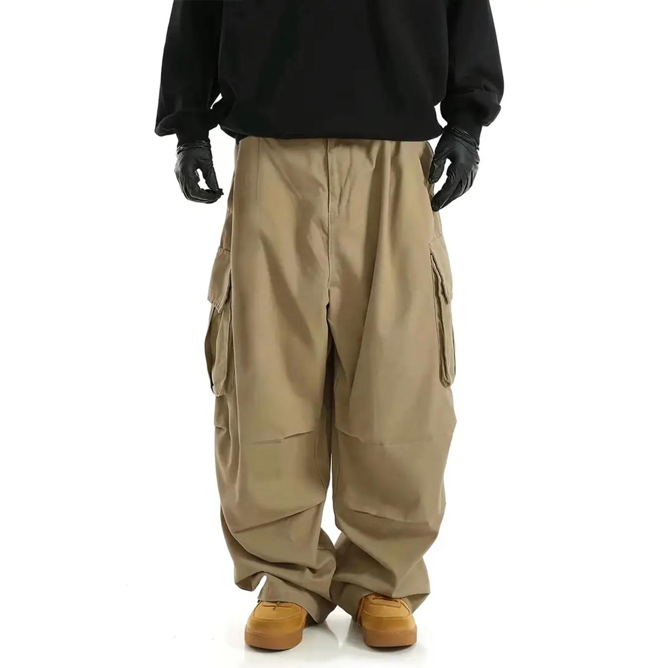Men’s baggy cargo pants, wide-leg loose fit work trousers with multiple pockets, casual streetwear pants for everyday wear and outdoor activities