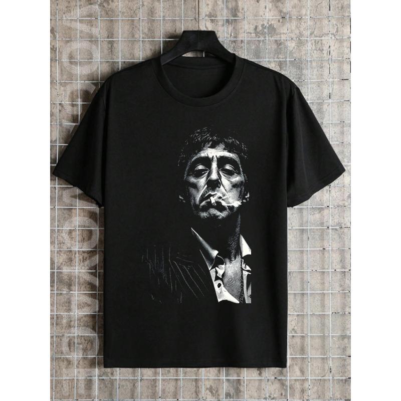 Unisex Scarface Tony Montana Al Pacino Classic Gangster Movie Graphic Sport T-Shirt | Vintage Oversized Cotton Streetwear Tee for Men & Women