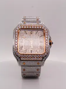 Unisex Luxury Iced-Out Moissanite Analog Watch - Stylish Fashion Piece for Elevated Looks, Men's Accessories, Accessories for Women
