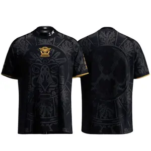 Men's Soccer Training Jersey WC26, Premium Football Shirt with Dark Pattern Design, Round Neck Short Sleeve Sports Top, Breathable Athletic Wear for Training, Outdoor Activities, Casual Streetwear, Lightweight Soccer Uniform