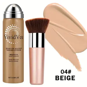 VIVIDVEU Foundation Spray Makeup, Lightweight Liquid Foundation Mist for Full Coverage, Long Lasting Waterproof Oil Control Setting Foundation Spray, Hydrating Smooth Finish, Pore Blurring, Natural Matte Dewy Look for All Skin Types , Moisturizing