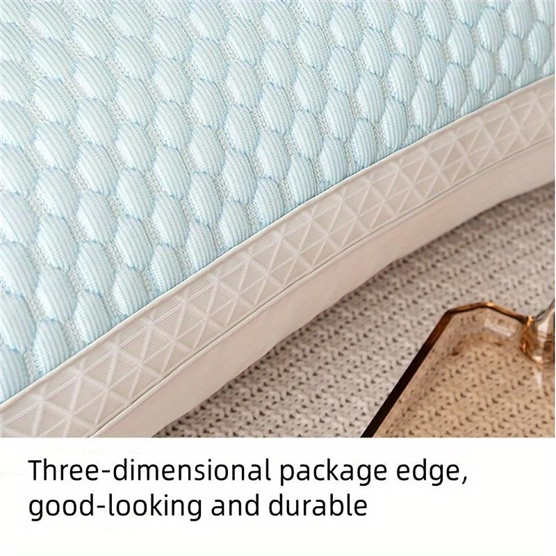 1pc Cooling Ice Fiber Cervical Pillow for Neck Relief & Deep Sleep - Breathable Massage Contour Pillow with Zipper Closure, Machine Washable, All-Season Home Decor for Bedroom & Living Room (Blue)